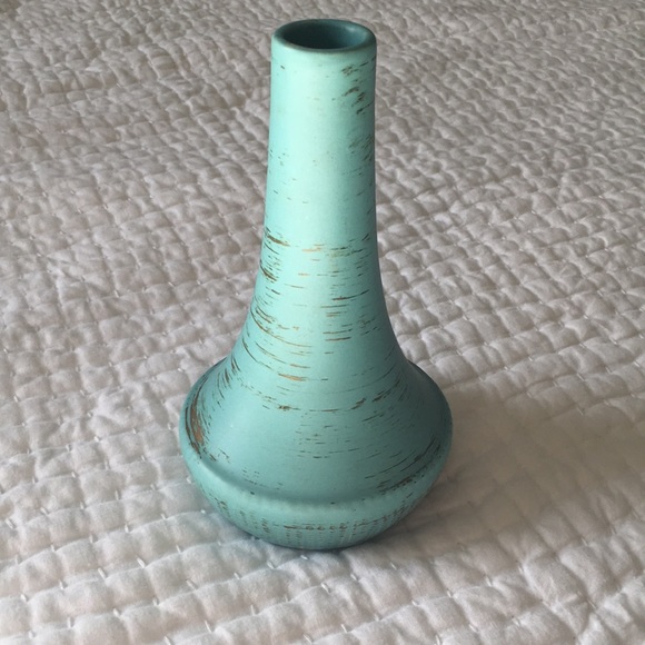 Boho Chic Teal and Gold Ceramic Vase - Picture 1 of 3